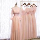 Cold-shoulder Sequin Mesh A-line Gown