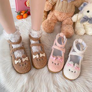 Cartoon Strappy Fleece Mary Jane Shoes