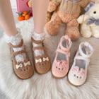 Cartoon Strappy Fleece Mary Jane Shoes