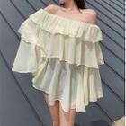 Bell Sleeve Off-shoulder Layered Ruffled Top