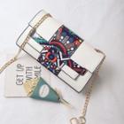 Patterned Applique Chain Strap Crossbody Bag