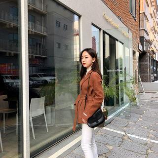 Single-breasted Wool Jacket With Sash