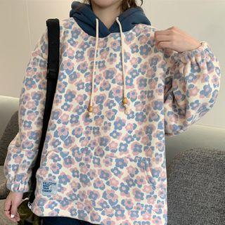 Mock Two-piece Floral Hoodie
