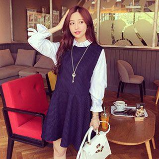 Set : Long-sleeve Blouse + Sleeveless Dress