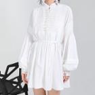 Lace Trim Long-sleeve Mini Shift Dress