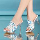 Printed High-heel Slide Sandals