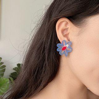 Flower Asymmetrical Acrylic Dangle Earring