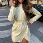 Long-sleeve Asymmetrical Hem Mini Dress