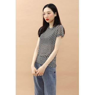 Slim-fit Checked T-shirt Black - One Size