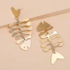 Alloy Fish Bone Dangle Earring 1 Pair - Kc Gold - Gold - One Size