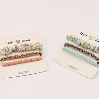 Set Of 3 : Fabric Hair Tie (assorted Designs)