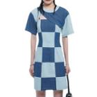 Spaghetti Strap Checkerboard Denim Dress / Shrug