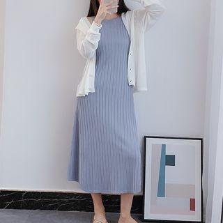 Ribbed Spaghetti Strap Midi Knit Dress