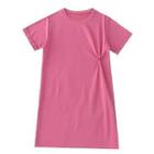 Short Sleeve Plain Knot Oversized T-shirtdress