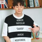 Crew-neck Color-block Lettering T-shirt