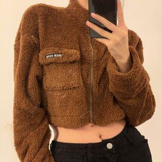Fleece Zip Up Crop Jacket