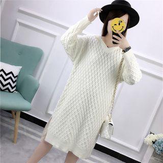 Long-sleeve Plain Sweater Dress