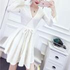 Bell-sleeve Sequined Mini A-line Dress