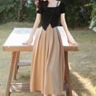 Set: Short-sleeve T-shirt + Pleated Midi A-line Skirt