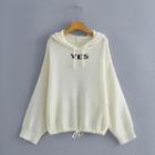 Lettering Knit Hoodie White - One Size