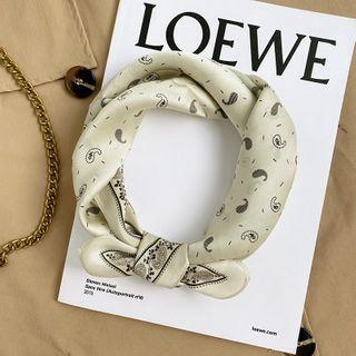 Paisley Print Silk Scarf Beige - One Size