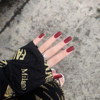 Matte Nail Art False Nail 482 - Wine Red - One Size