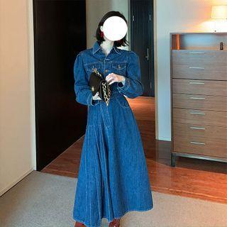 Denim Shirt / Midi A-line Skirt