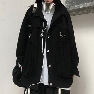 D-ring Denim Shirt Jacket Black - One Size