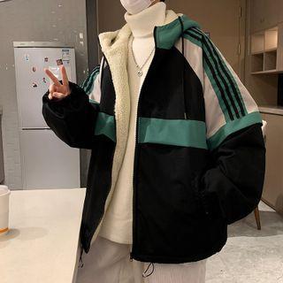 Panel Fleece-lined Zip Hooded Jacket