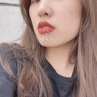 Hoop Lip Ring 0002 - Silver - One Size