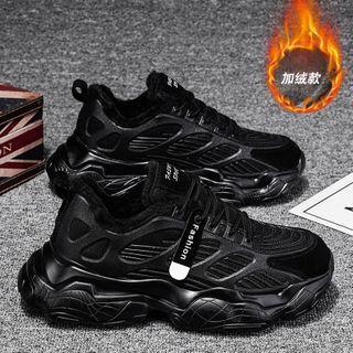 Fleece-lined Mesh Panel Athletic Sneakers