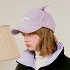 Letter-embroidered Fleece Ear Flap Cap Lavender - One Size