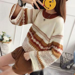 Pattern Wide-sleeve Sweater