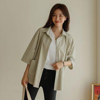 3/4-sleeve Patch-pocket Shirt