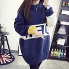 Color Block Lettering Long Sweater