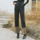 Leopard-hem Wide-leg Dress Pants