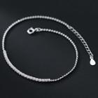 Rhinestone Sterling Silver Anklet 1pc - Silver - One Size