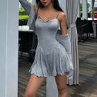 Set: Spaghetti Strap Mini A-line Dress + Light Jacket