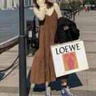 Leopard Print Midi Overall Dress