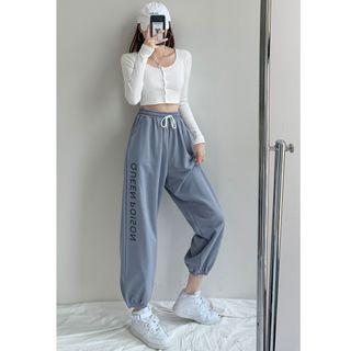 Drawcord Lettering Loose Sweatpants
