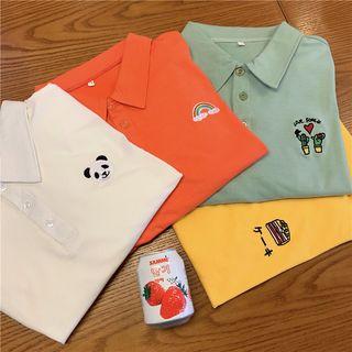 Elbow-sleeve Embroidered Polo Shirt (various Designs)