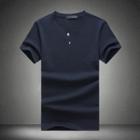 Plain Henley Short Sleeve T-shirt