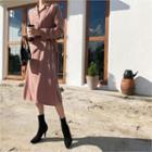 Notched-lapel Tie-waist Midi Dress