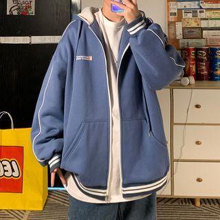Contrast-trim Oversized Hooded Jacket