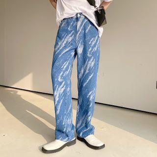 Mid Rise Pattered Washed Loose Fit Jeans