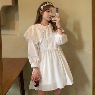 Long-sleeve Lace Collar A-line Mini Dress