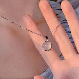 Faux Pearl Pendant Alloy Necklace 1 Pc - White - One Size