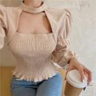 Smocked Cutout Front Blouse