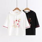 Short-sleeve Goldfish Embroidered Hoodie