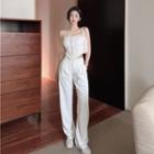 Button-up Tube Top / Wide Leg Pants / Set